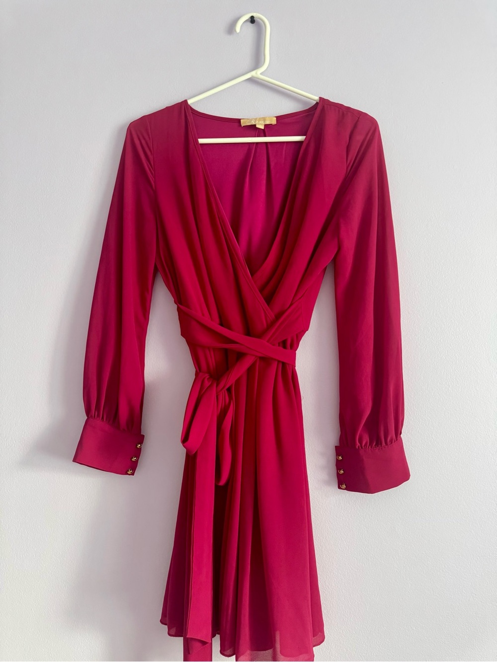 Women’s Fuchsia Wrap Dress with Tie Waist Maternity dress